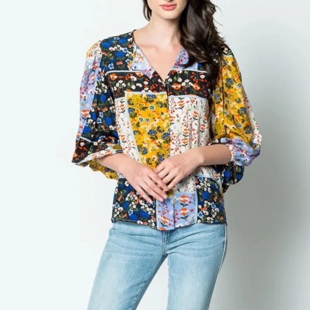 HUNTER BELL FINLEY BLOUSE IN WILDFLOWER
PATCHWORK-W6